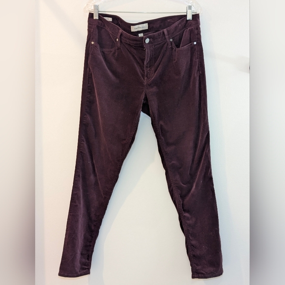 Calvin Klein Velour Leggings Plum Purple Size 12 Luxe Minimalist Y2K - Picture 2 of 6